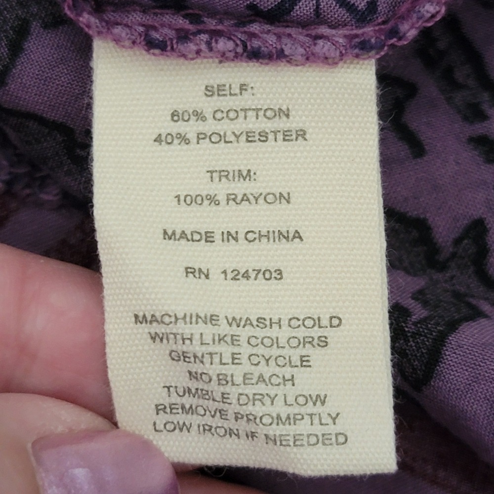 Indigo Thread Co Tunic Women Medium Purple Henley‎ Sharkbite Boho - Picture 8 of 12